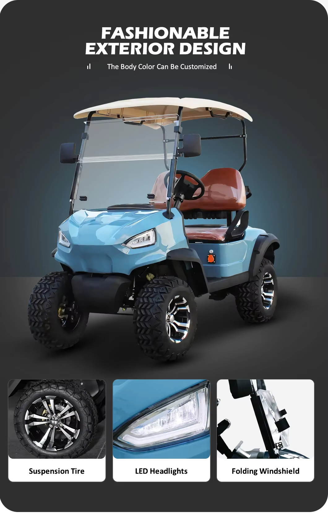 72v Lithium Ion Solar Golf Cart With Street Legal 2 Seater Off Road Mini Electric Buggy (9)