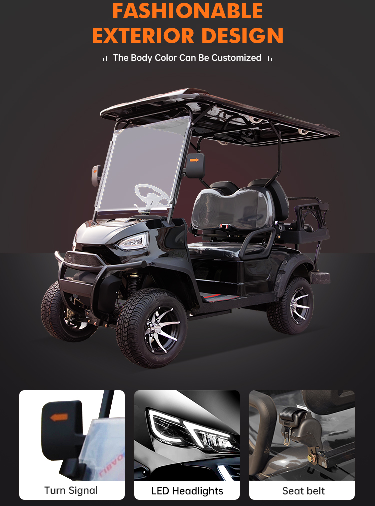 Custom New Design 4 Seaters Solar Powered 72v Mini Electric Golf Carts Electric 6 Seater For Sale (7)