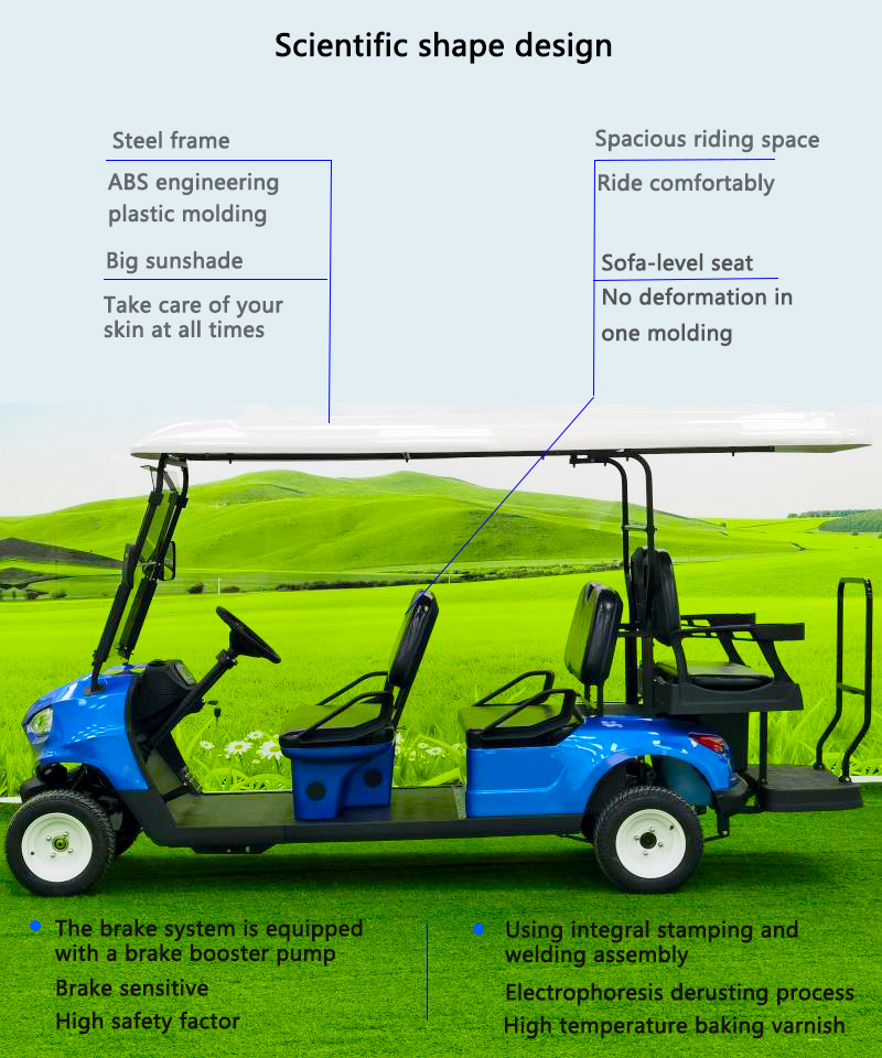 Luxury 6 Seater Solar Golf Cart 4kw Electric 48v Ac Motor With Sightseeing Buggy For Sale (6)